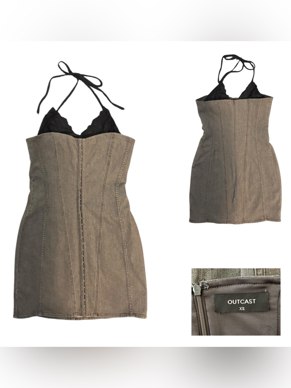 Outcast Clothing Denim & Lace Mini Dress